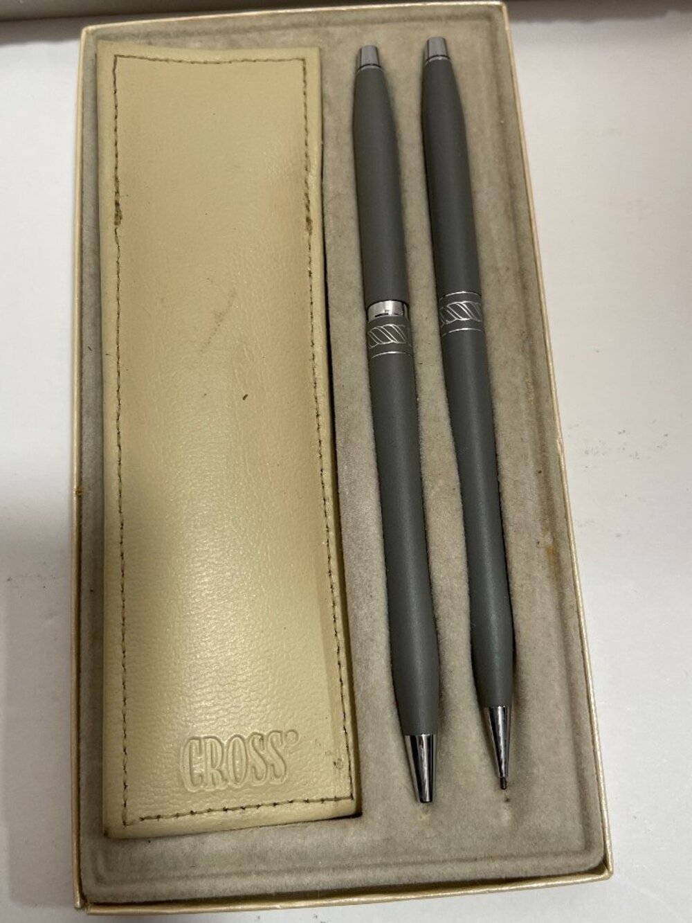 Vintage Cross Classic Ball Point Pen Pencil Set Gray READ the Description